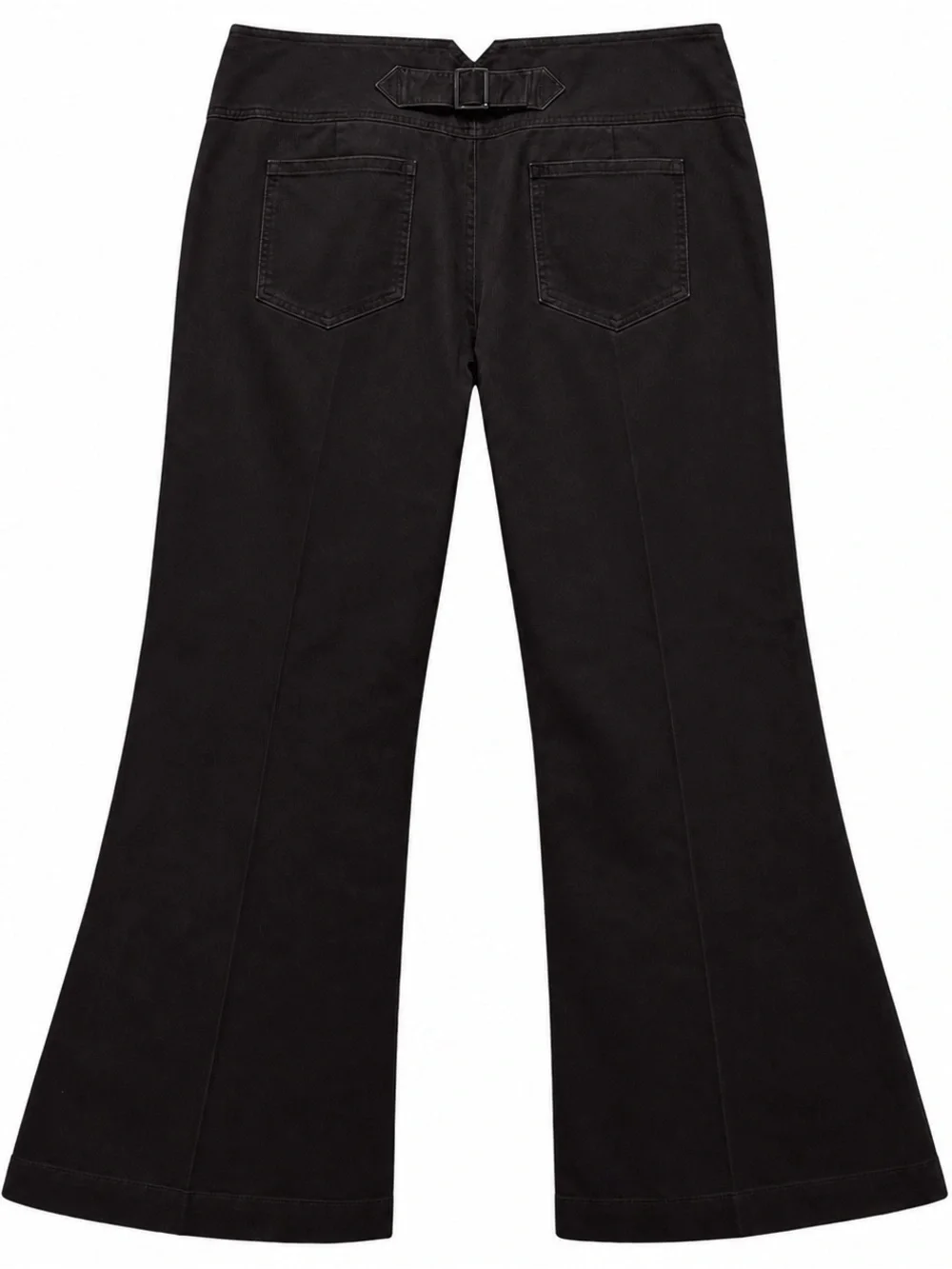 VTG Y2K Brown Flared Stretch Trouser Wide Waistband Side Button Tab Bootcut